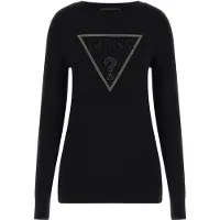 GUESS pour femme. W6RR49Z2NQ2 T-shirt Sasha noir (S), Casuel, Viscose, Manche longue