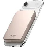 Decoded , batterie externe magnétique ultra-fine 10 000 mAh MagSafe Qi2 en aluminium, rose
