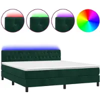 vidaXL Lit boxspring avec matelas & LED vert foncé 160x200 cm velours