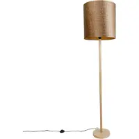 QAZQA Lampadaire en bois avec abat-jour en velours motif crocodile 40cm - Mels