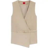 HUGO Gilet Regular ceinturé en coton et en chanvre