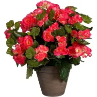 Mica Decorations Plante artificielle - bégonia - rose foncé - en pot - 37 cm - fausses plantes