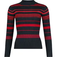 Jawbreaker Pull tricoté Gothic de - High Neck Red Shades Stripe - XS - XXL - pour Femme - noir/rouge - Taille L