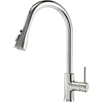 Inspire Robinet de cuisine, robinet de comptoir, robinet de cuisine avec douchette, poignée unique Évier extractible en nickel brossé (argent)