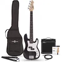 Gear4Music Pack avec Guitare Basse LA Taille 3/4 et Ampli 15 Watts Noir