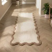 FRAAI Tapis de couloir lavable – Hazy Beige/Crème | 80x200cm | Tapis de couloir | Pile courte