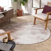 Studio Clarice Tapis rond abstrait - Candice Taupe | Ø 200cm | Rond | Pile courte