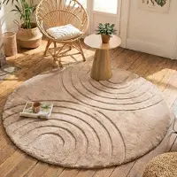 FRAAI Tapis rond à poils longs - Carvy Arches Taupe | Ø 200 cm | Rond | Pile haute