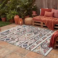 FRAAI Tapis d'extérieur kilim - Lira Inca | 140x200 cm | Rectangulaire | Tissage plat
