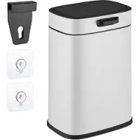 Relaxdays Poubelle de cuisine 5 L, poubelle suspendue pour déchets organiques, seau intérieur, système de fixation et pastilles adhésives, poubelle de porte, blanche