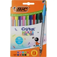 BIC Kugelschreiber CRISTAL MULTICO transparent, Schreibfarbe: farbsortiert, 10 St. (10x)
