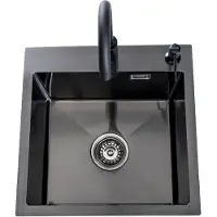 Lendo Online Évier Inox Anthracite 44×44 cm avec Robinet