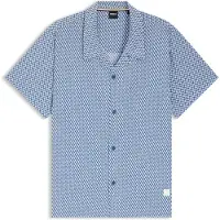 BOSS pour homme. 50535793 Chemise de plage bleue (L), Casuel, Viscose, Manche courte
