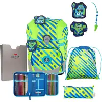 DERDIEDAS sac d'école ErgoFlex Tiny Exklusiv Neon Schulranzenset 5 pièces Monster vert fluo