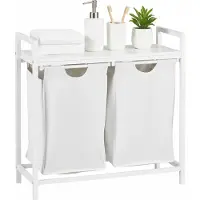 Relaxdays Wäschesammler 2 Fächer mit Ablage (46 l)