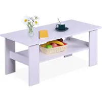 Relaxdays Table basse , dimensions : 43,5 x 100 x 50 cm, table de salon avec tablette inférieure, table basse, table basse moderne, blanche