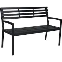 Relaxdays Banc de jardin , 2 places, H x L x P : 88 x 128 x 59 cm, plastique et métal, banc de jardin, terrasse, balcon, noir
