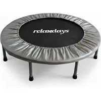 Relaxdays Trampoline d'intérieur , Ø 95 cm, mini-trampoline pliable jusqu'à 100 kg, sport et gymnastique, trampoline de fitness, gris