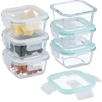 Relaxdays : lot de 6 bocaux en verre avec couvercle, 320 ml, boîtes de conservation, couvercles en plastique, hermétiques, bocaux en verre, transparents