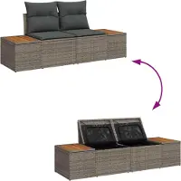 vidaXL Canapé de jardin Gris 184 x 62 x 85cm Poly-Rotin