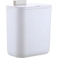 Relaxdays Poubelle de cuisine , 9 L, poubelle à compost suspendue, pour déchets organiques et résiduels, poubelle de porte, en plastique, blanche