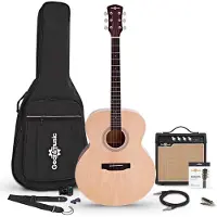 Gear4Music Jumbo Acoustic Guitar & Accessory Pack by Natural