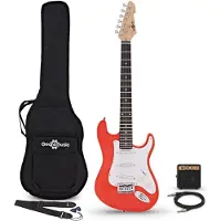 Gear4Music Guitare Électrique LA 3/4 Rouge Pack Mini Ampli de Guitare