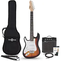 Gear4Music Guitare Électrique LA 3/4 Gaucher Sunburst Ampli Guitare de 10 W & Pack dAccessoires