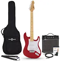 Gear4Music Guitare Électrique LA Select par Rouge Ampli Guitare de 15 W & Pack dAccessoires