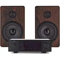 AVCOM Solid State Amplifier with 5" Passive Speakers Walnut