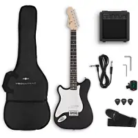 Gear4Music VISIONSTRING 3/4 Left Handed Electric Guitar Pack Black