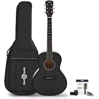 Gear4Music Parlour Acoustic Guitar & Accessory Pack by Black
