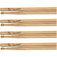 Los Cabos DISC 5B Red Hickory Wood Tip Drumsticks 4 Pair Pack