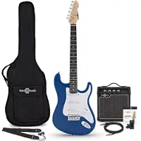 Gear4Music Guitare Électrique LA Bleu Ampli de Guitare 10 W & Pack dAccessoires