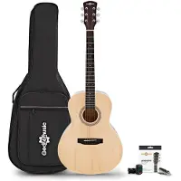 Gear4Music Parlour Acoustic Guitar & Accessory Pack by Natural