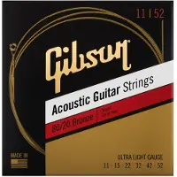 Gibson 80/20 Bronze Cordes pour Guitare Acoustique Ultra-Light 11-52