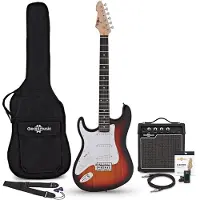 Gear4Music Guitare Électrique LA Gaucher Sunburst Ampli de Guitare 10 W & Pack dAccessoires