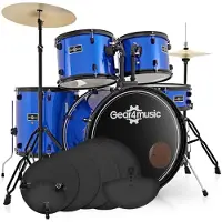 Gear4Music BDK-1 Full Size Starter Drum Kit Practice Pack Blue