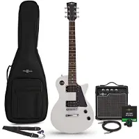 Gear4Music New Jersey Electric Guitar White 10W Guitar Amp & Accessory Pack