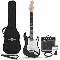 Gear4Music 3/4 LA Electric Guitar Black 10W Guitar Amp & Accessory Pack
