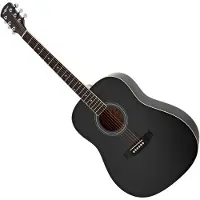 Gear4Music Dreadnought Left Handed Acoustic Guitar by Black