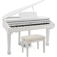 Gear4Music GDP-100 Piano à Queue Numérique avec Siège par Gloss White