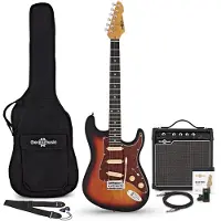 Gear4Music Guitare Électrique LA Select par Sunburst Ampli Guitare de 15 W & Pack dAccessoires