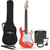 Gear4Music Guitare Électrique LA 3/4 Rouge Ampli Guitare de 10 W & Pack dAccessoires
