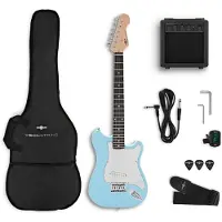 Gear4Music VISIONSTRING 3/4 Electric Guitar Pack Blue