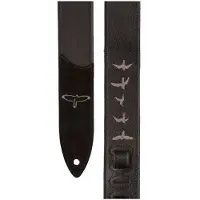 Paul Reed Smith PRS Premium 2" Leather Guitar Strap Black w/ Birds Embroidery