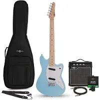 Gear4Music Seattle Electric Guitar Blue 10W Guitar Amp & Accessory Pack