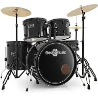 Gear4Music BDK-1+ Full Size Starter Drum Kit by Black
