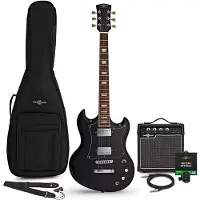 Gear4Music Pack Guitare Électrique Brooklyn Select + Ampli 15 W Black