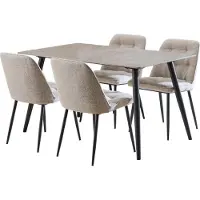 Ebuy24 Wicklow ensemble pour salle à manger table et 4 chaises gris, beige.